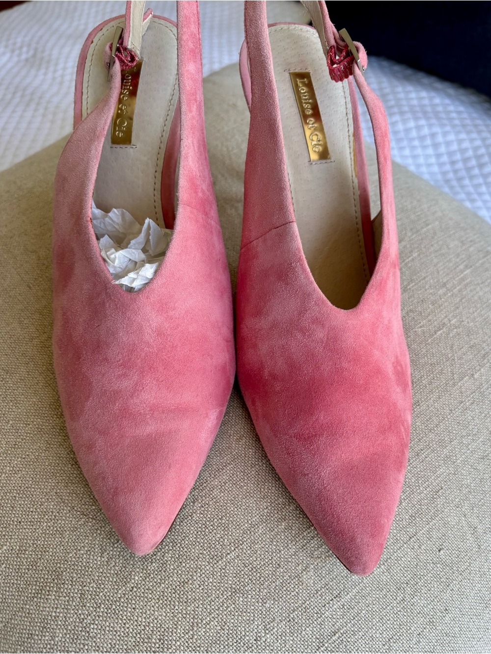 Louise et Cie Coral Pink Suede Pointed Slingback Heels